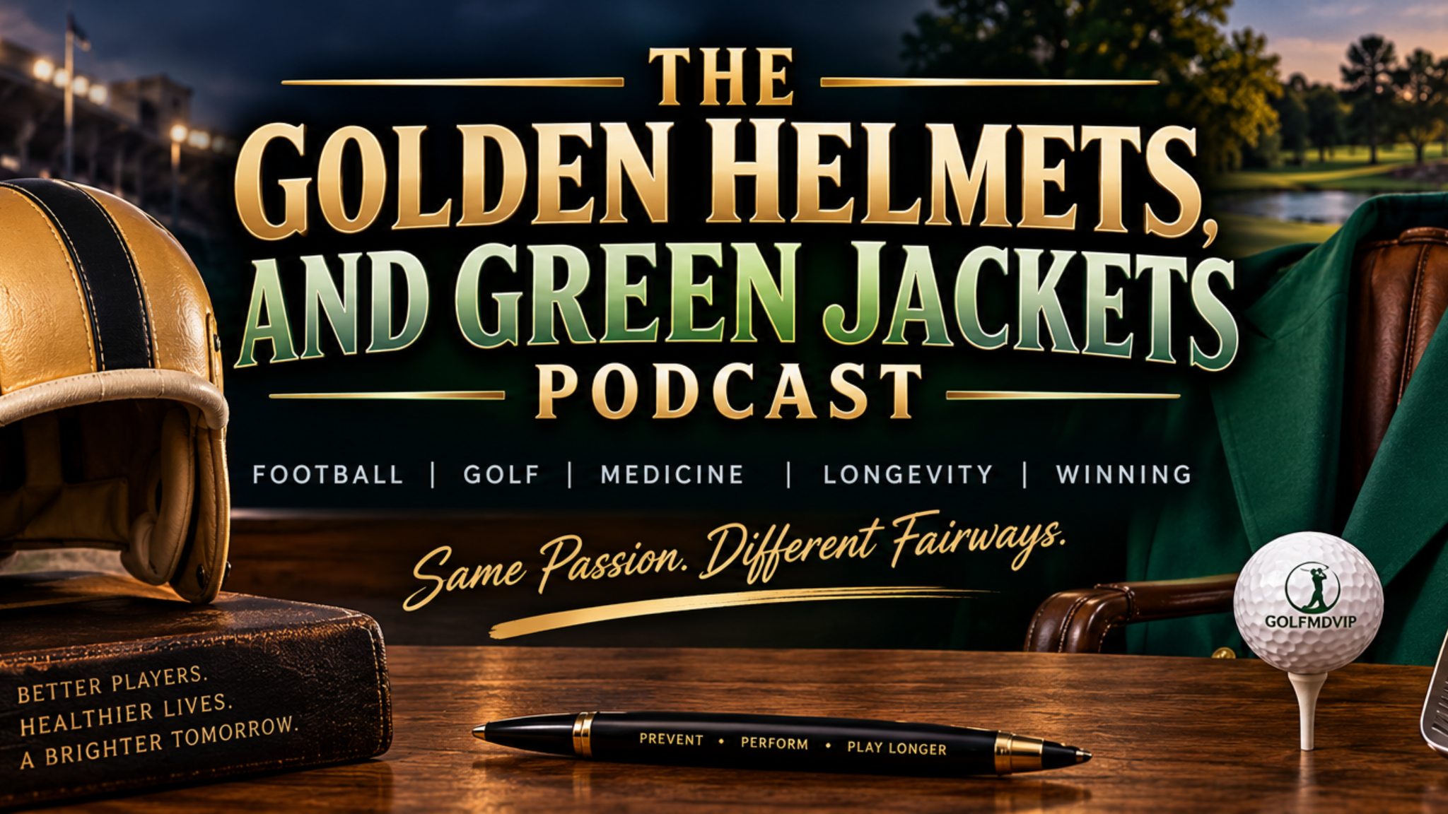 The Golden Helmets and Green Jackets Podcast — Football, Golf, Medicine, Longevity, Winning. Same Passion. Different Fairways.