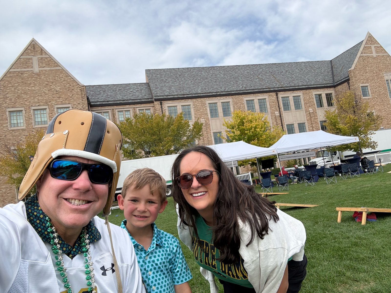 Leather helmet on campus for game day